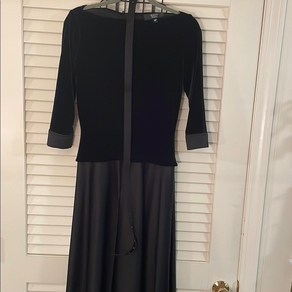 TADASHI Collection Black Velvet Satin Like Formal Full Bottom Dress